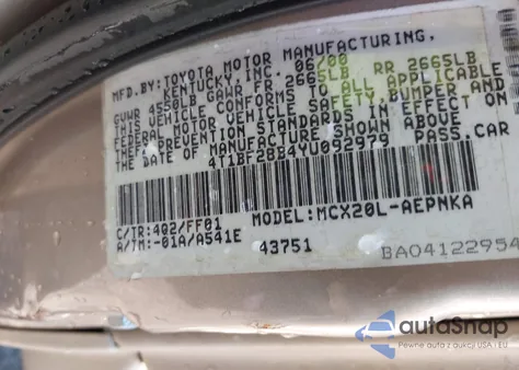 2000 Toyota Avalon Xl/Xls from USA, damaged, VIN 4T1BF28B4YU092979